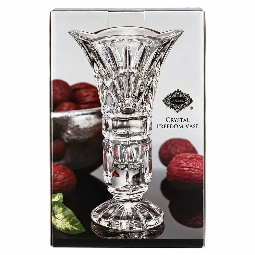 Shannon Crystal Freedom Vase Clear Cut Crystal Pedestal Flower Vase Original Box
